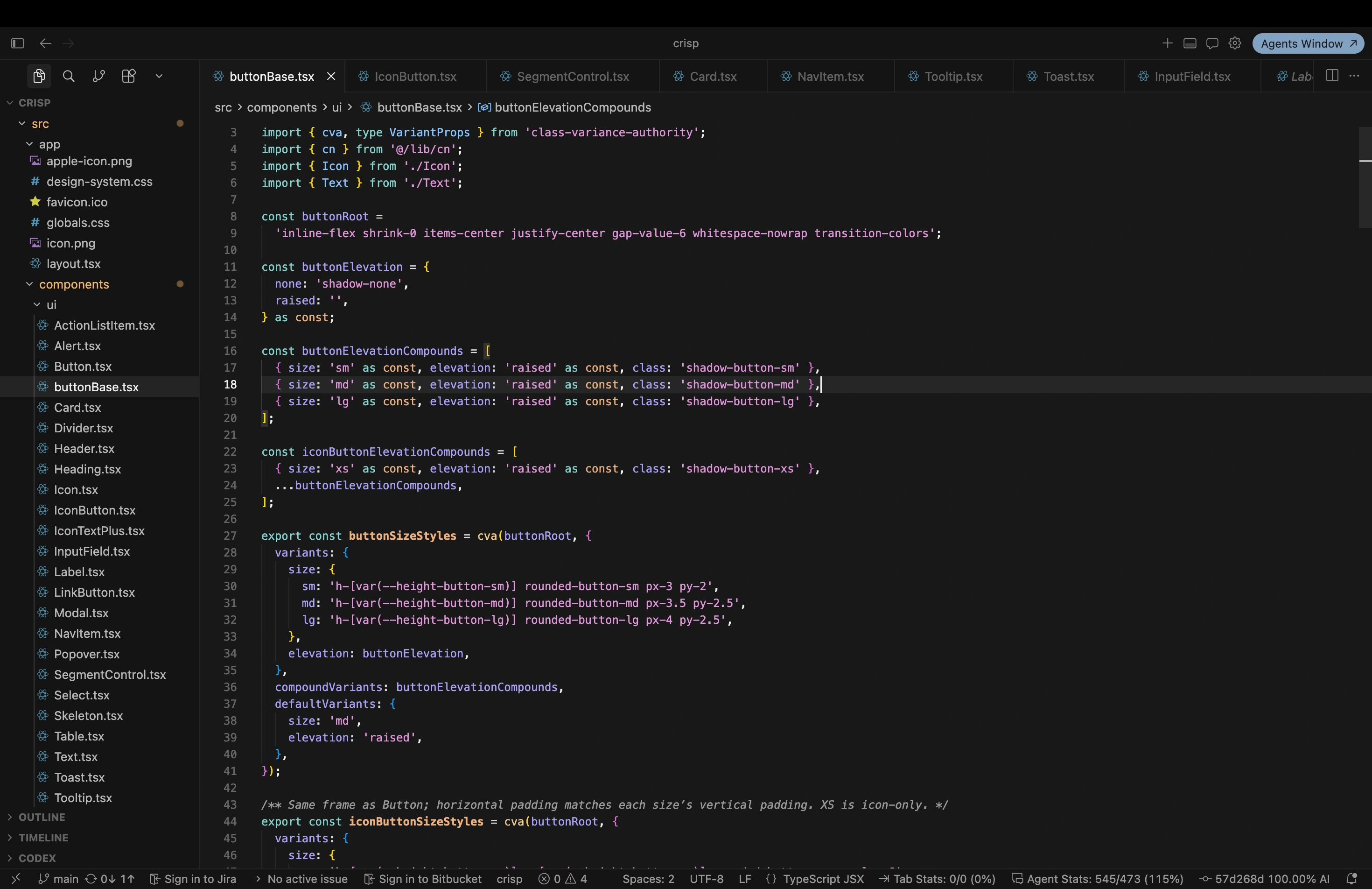 The same components implemented in code