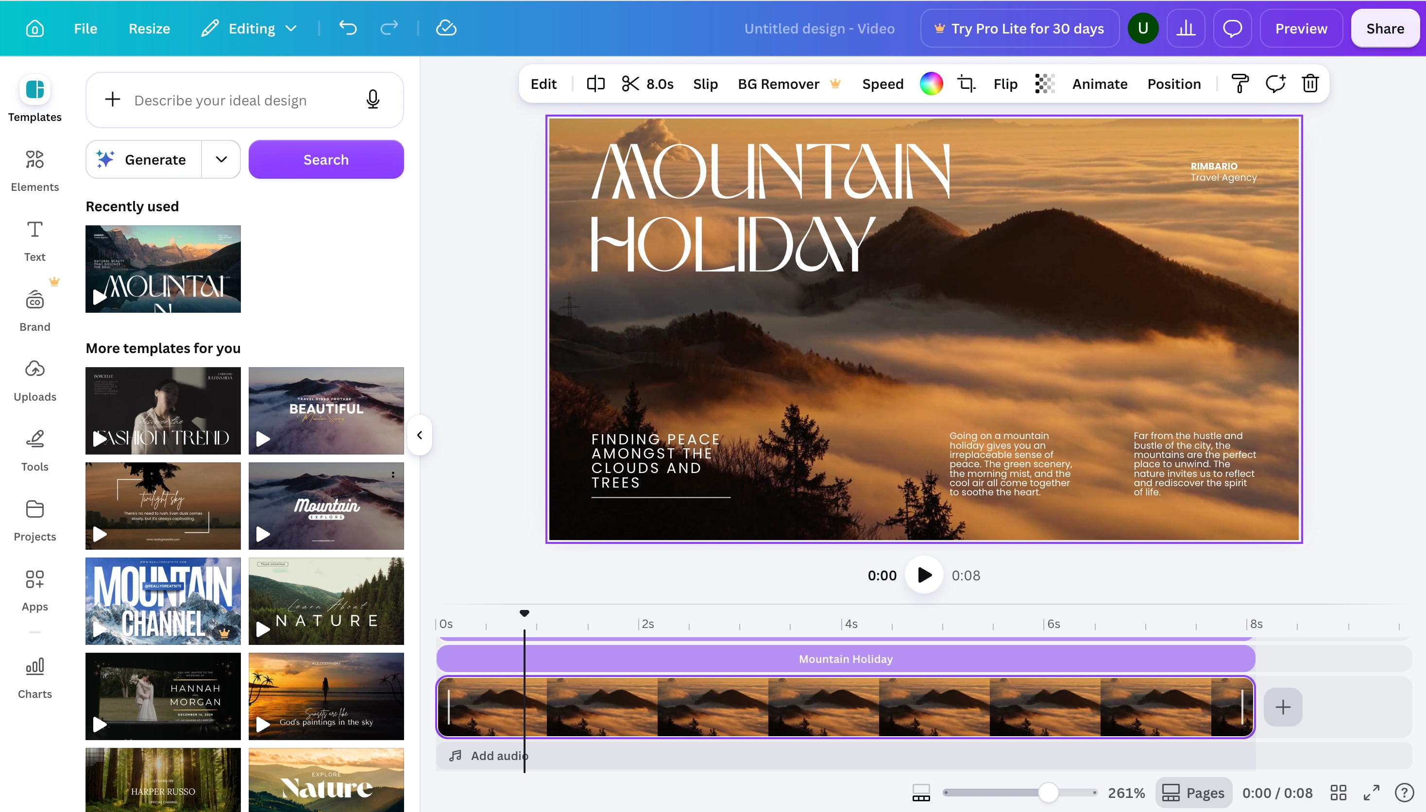 Existing video editor used as a reference for familiar controls