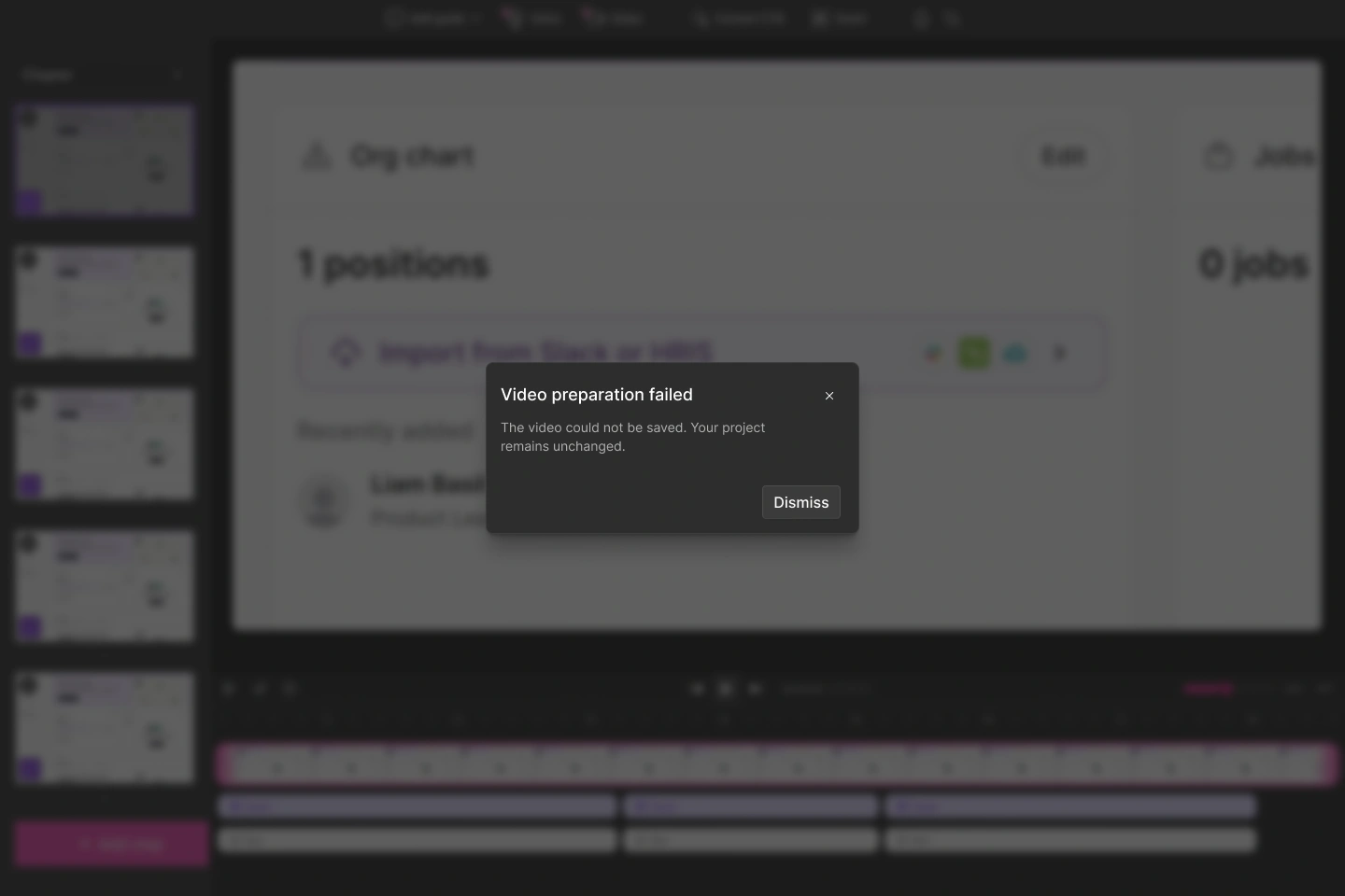 Video rendering failed state